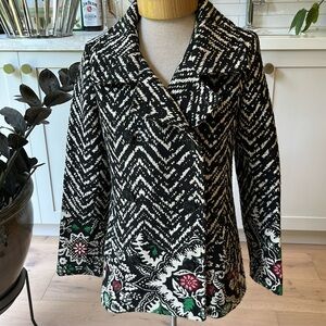 VGUC Desigual black and white tapestry finish lined double breasted jacket.